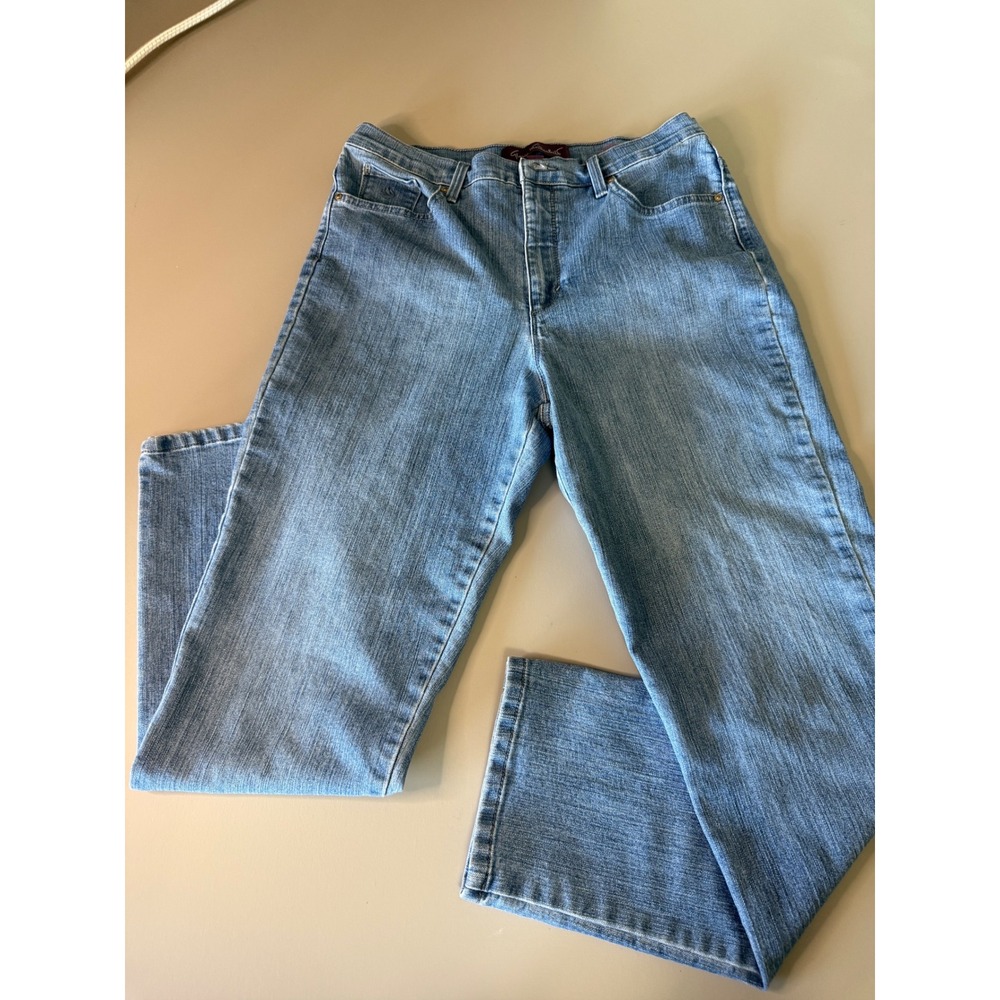 Gloria Vanderbilt Amanda High Rise Tapered Jeans Medium Wash Size 14 Blue Denim